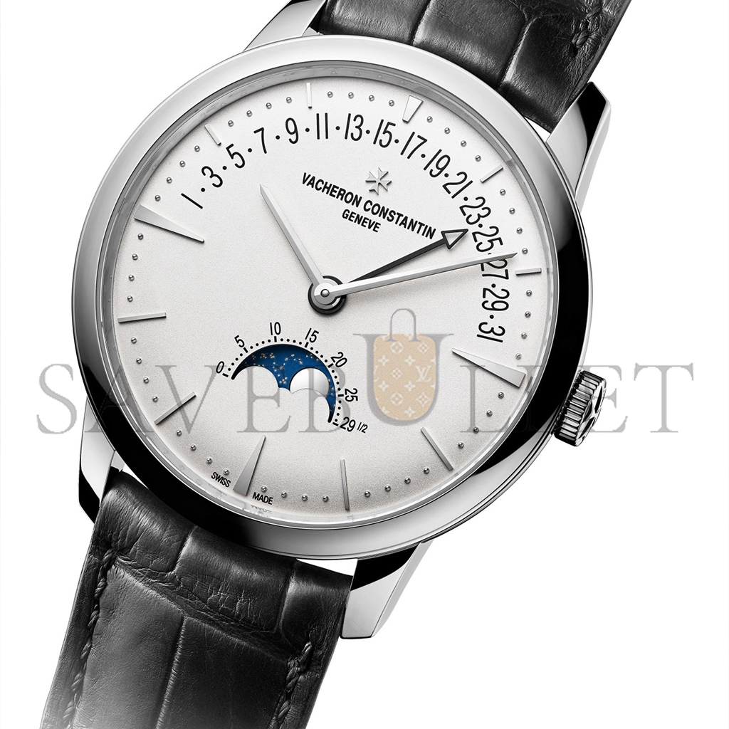 VACHERON CONSTANTIN PATRIMONY MOON PHASE RETROGRADE DATE 42.5 MM WHITE GOLD WATCH 4010U/000G-B330